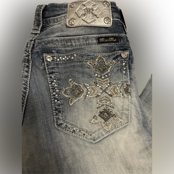 2000s Miss Me Rhinestone Cross Bootcut Jeans - Picture 2 of 9